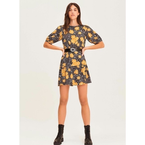 ba&sh NWT Robe Bonie In Color Curry Belt Not Included Retro Floral Print - Picture 1 of 16